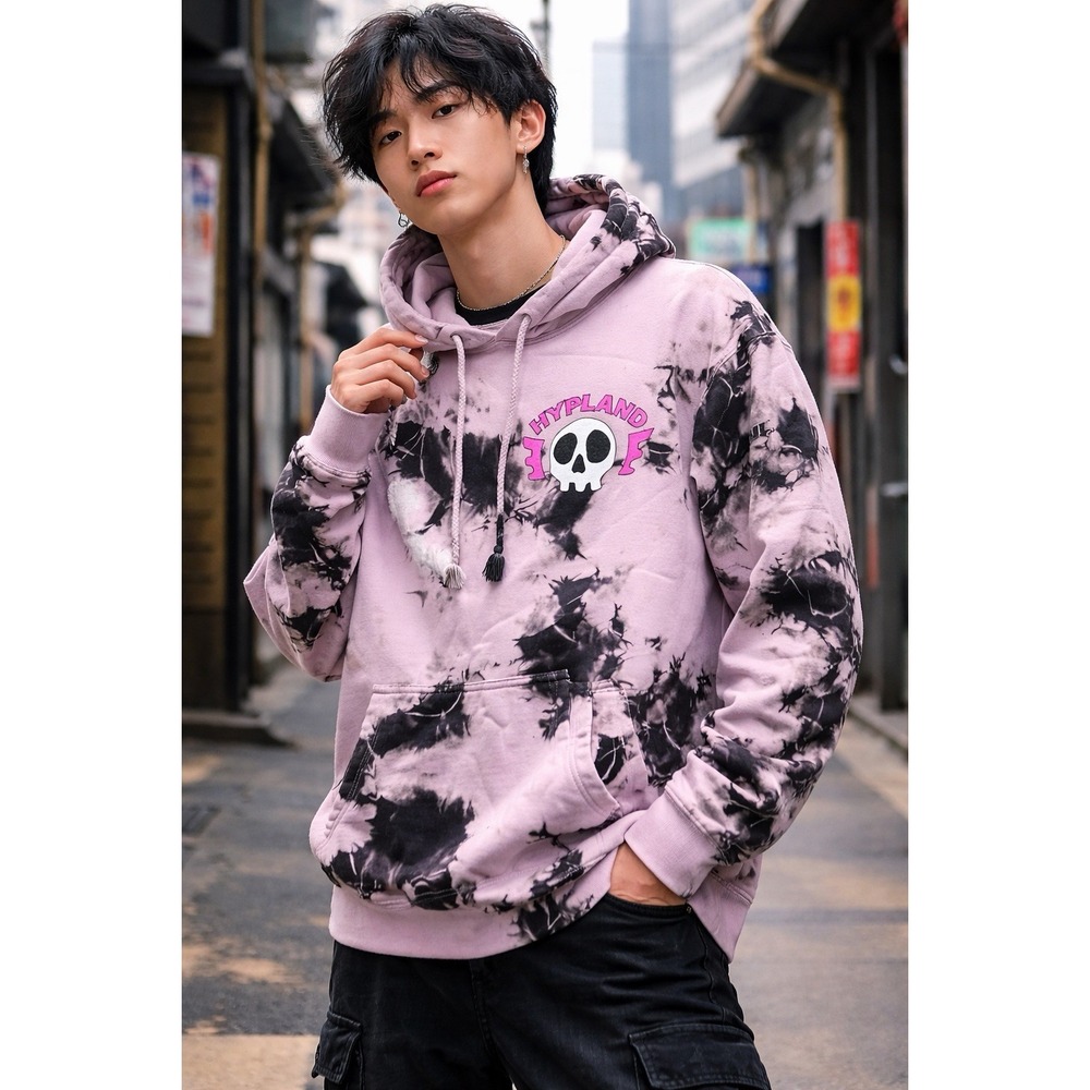 Hypland Hunter x Hunter Feitan Hoodie Mens M Pink Tie Dye Good Anime Streetwear
